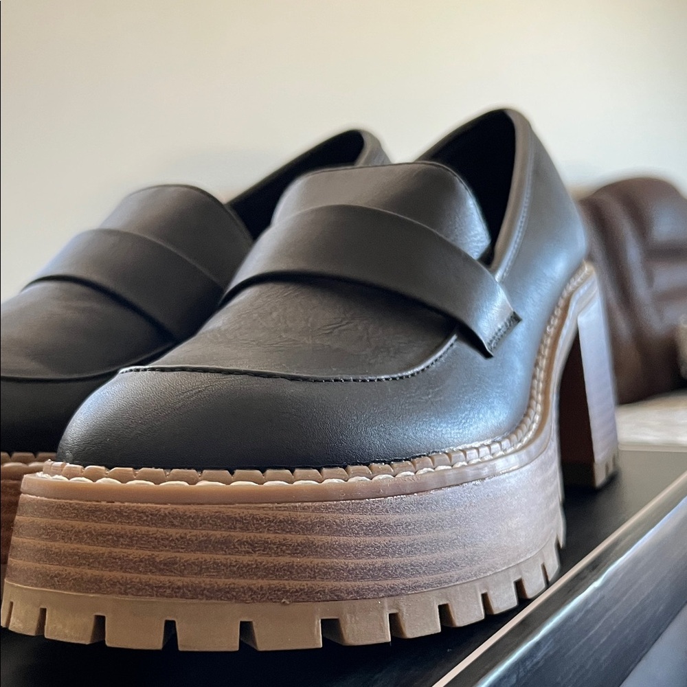 MIA Black and Tan Platform Loafers - Picture 4 of 5